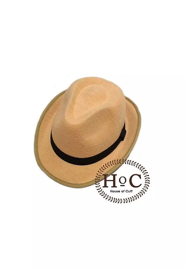 Topi Fedora Hat Laken Krem