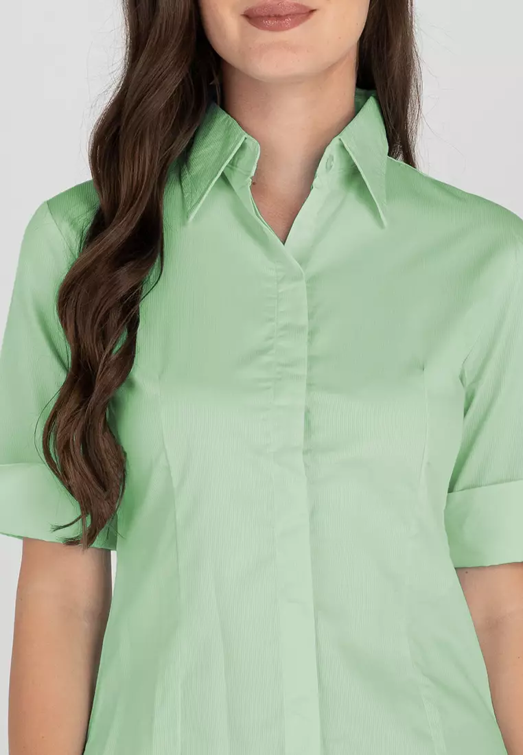 Diana 3/4 Sleeve Plain Button Down Office Blouse