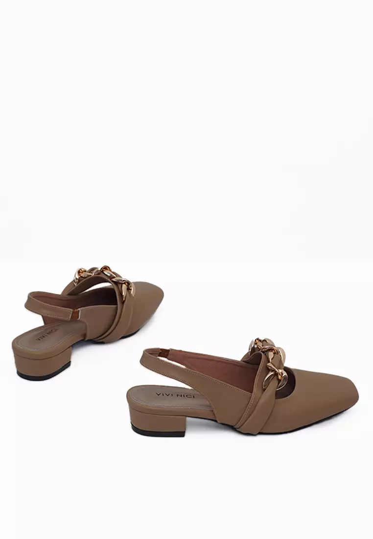 VIVI NICI - Reine Sepatu Sandal Mules Hak 3 Cm Milk Coffee