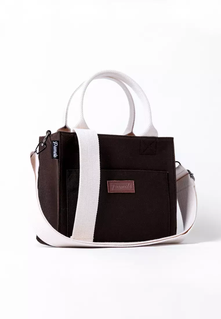 Tas Selempang Sling Bag Wanita Bahan Kanvas Penutup Resleting Rana Series Coklat Tua