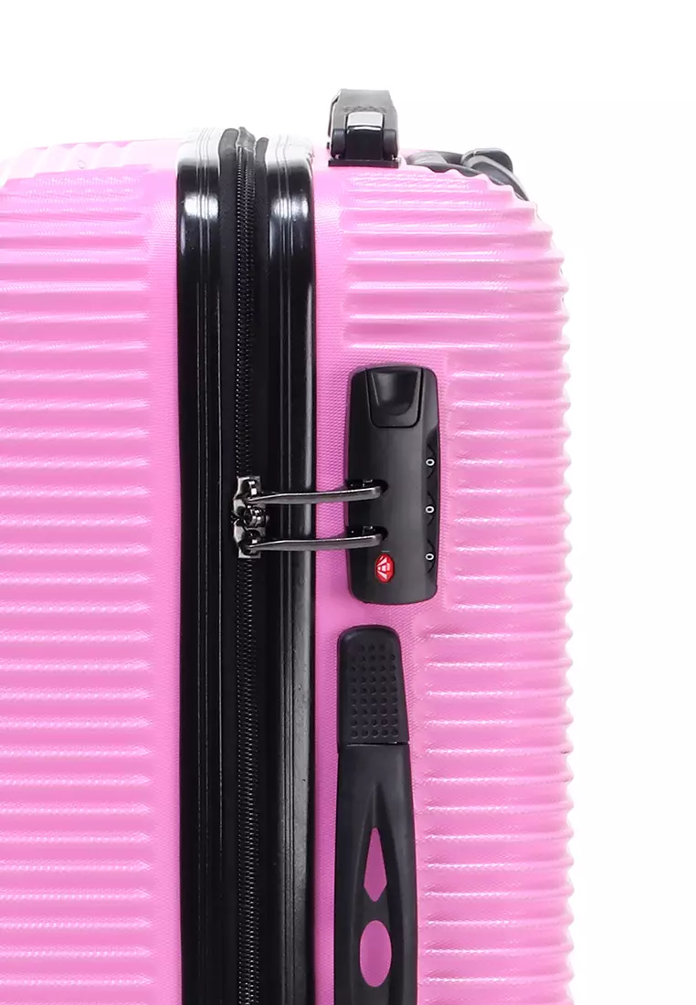 Lemno Koper Suitcase Full Line Motive Size 24 Inch Tas Travel Wheel Luggage Bag Material Fiber 803 ORIGINAL - Pink