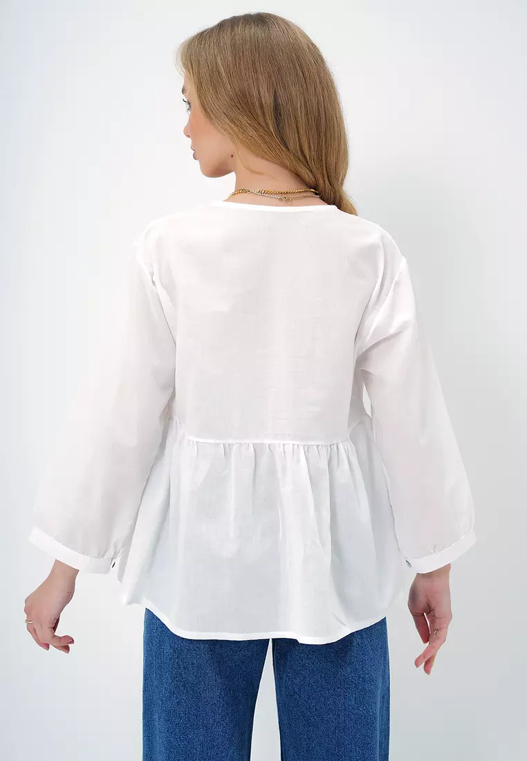 V-Neck Embroidered Blouse