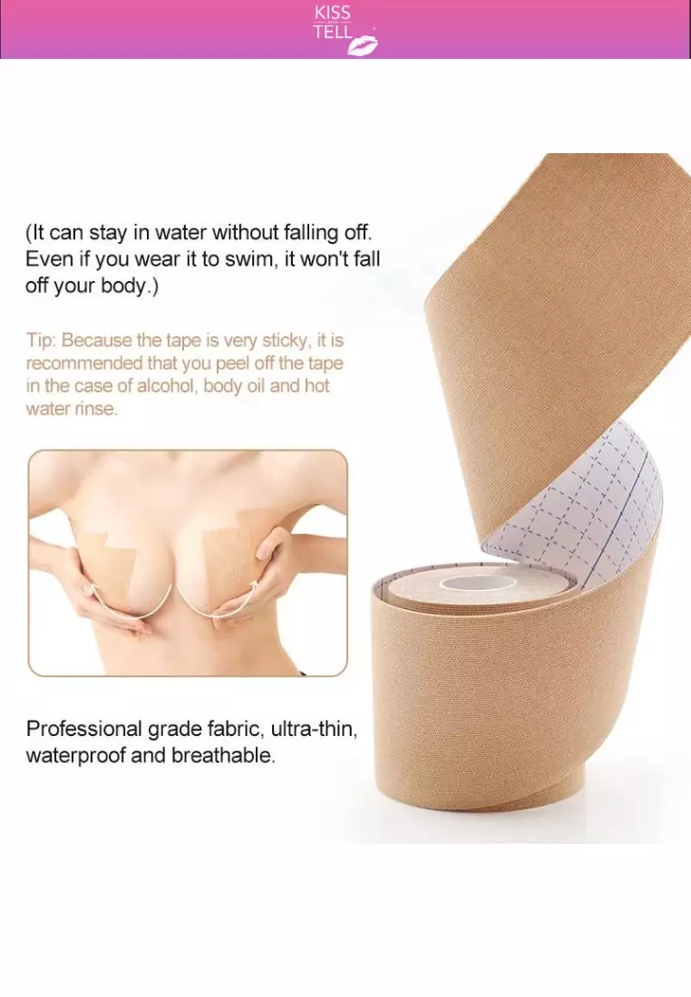 2 Pack Premium 5cm Body Tape Invisible Breast Lifting and Sports Muscle Tape Roll Waterproof in Brown