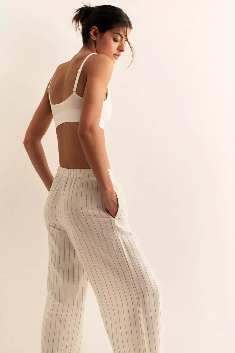 Wide linen-blend trousers