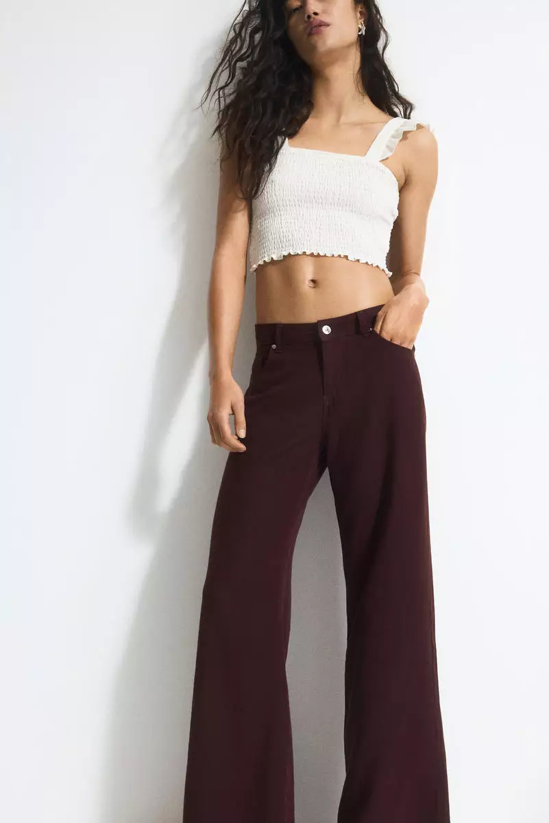 Wide linen-blend trousers