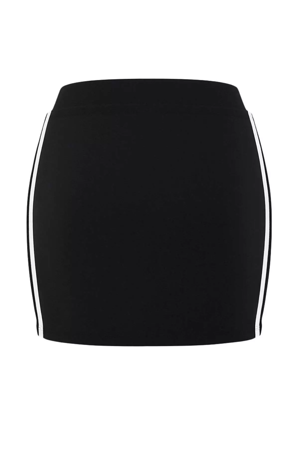 Black Striped 2 Layer Knitted Sports Shorts Skirt With Inner Shorts Thmss26Sr1
