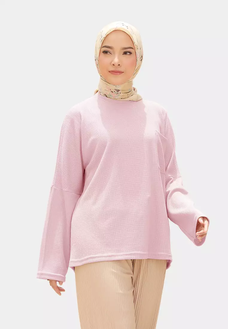 Zelena - Althea Long Sleeves Waffle | Kaos Lengan Panjang - Rose Milk