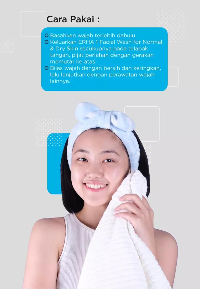 Erha 1 Facial Wash For Normal & Dry Skin With Aha, Dmae & Aloe Vera Extract 60Ml - Sabun Wajah