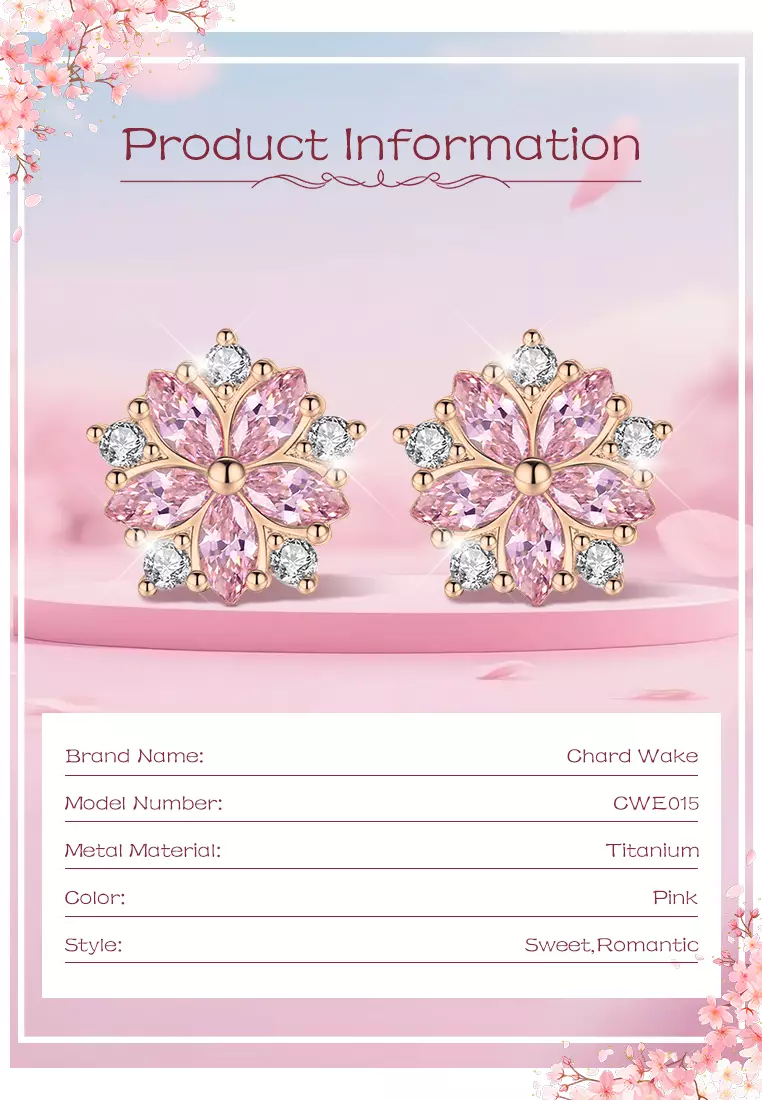 Anting Wanita Titanium Korea Elegan Style Anting Giwang Cewek Original Kotak Indah pink