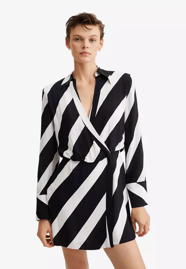 Mango black and store white striped dress