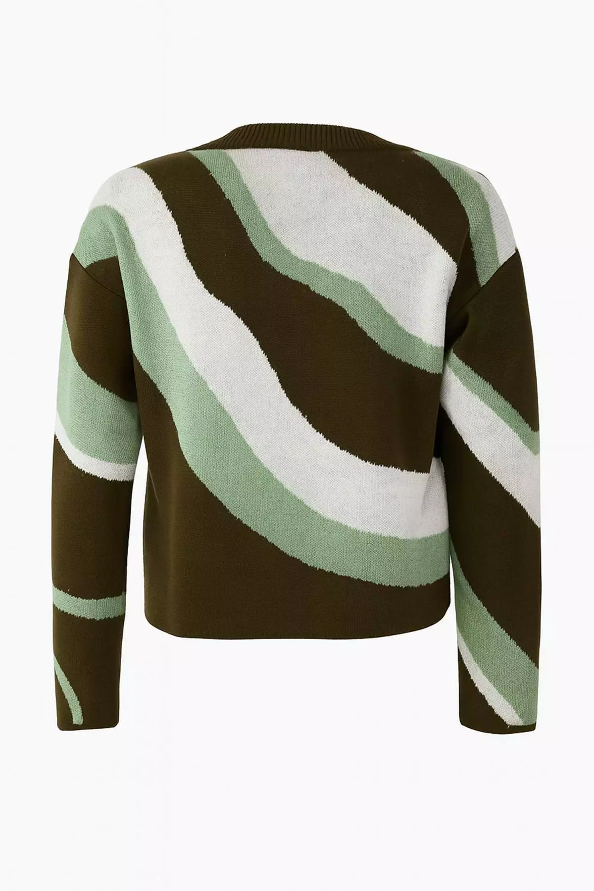 Green Patterned 2 Piece Blouse Cardigan Knitwear Cardigan