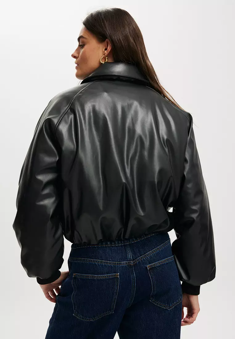 Faux Leather Puff Jacket