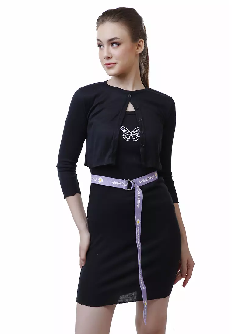 Hasina Aksesoris Fashion Ikat Pinggang Wanita Motif Bunga Casual Belt Material Canvas ORIGINAL - Purple