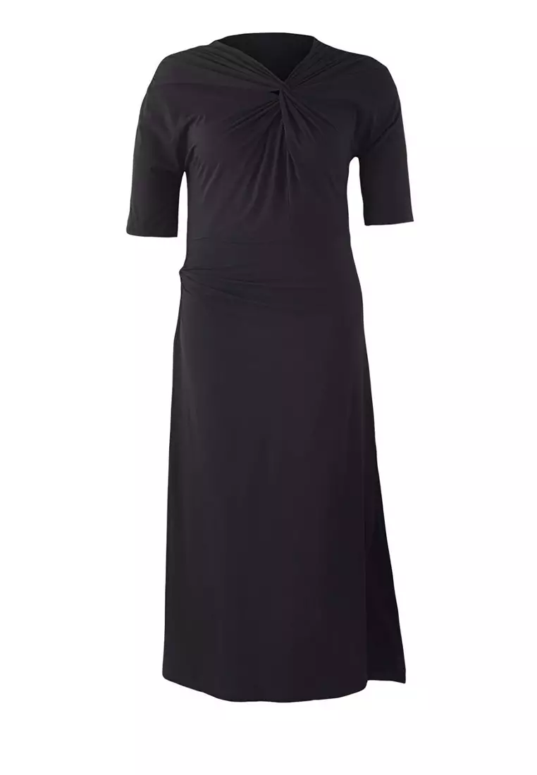 Plus Size Knot Detailed Jersey Knit Dress