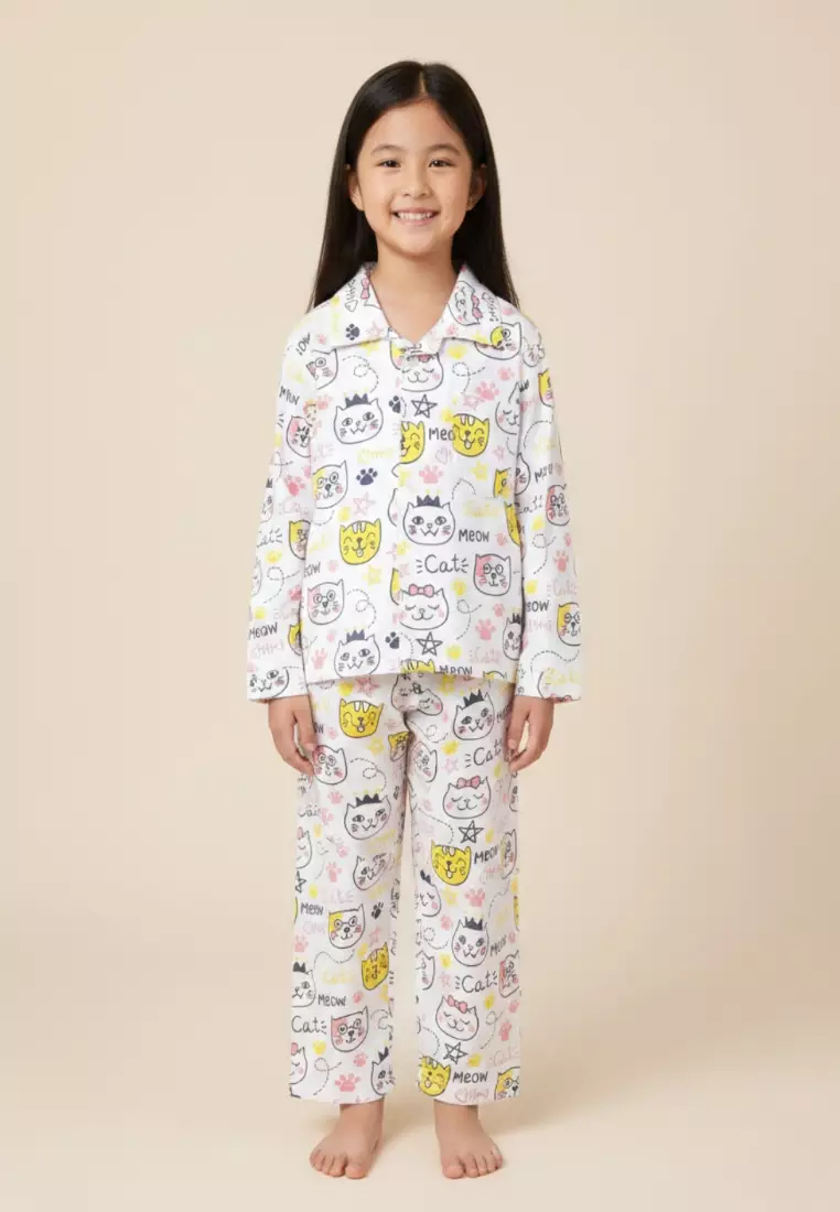Baby And Kids Pajama Nightsuit Set - Meow Meow