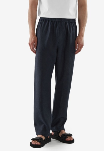 COS blue Relaxed-Fit Hemp Trousers 4DA1EAAD946AFBGS_1