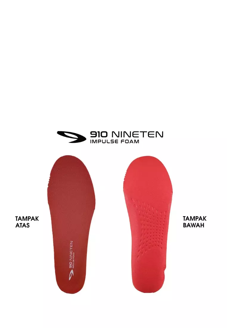 910 Nineten Kishi-Run Active Sepatu Lari - Abu-Muda/Merah