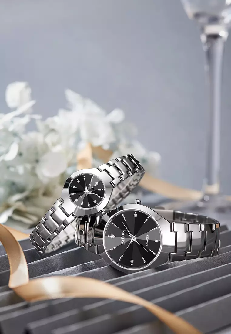 jam tangan pria Bisnis couple Tali stainless steel Mode Mewah Kasual