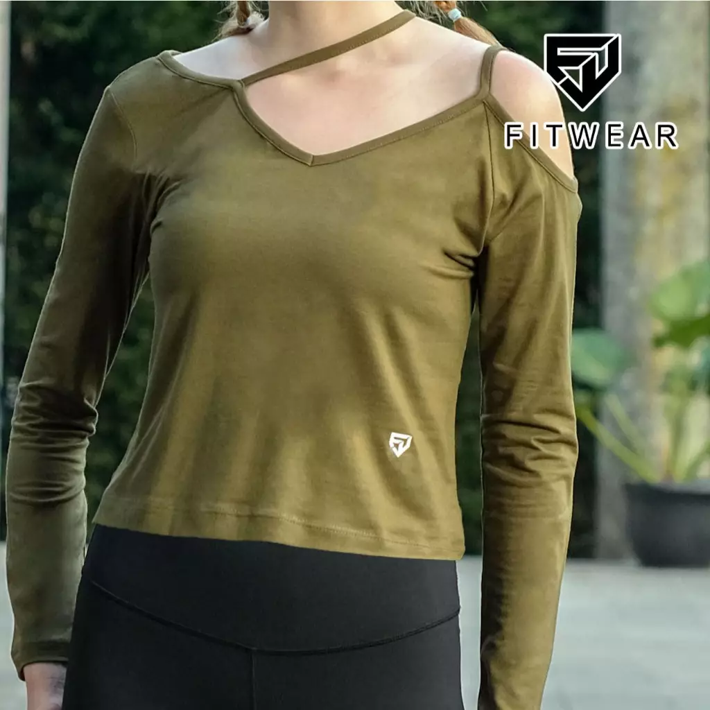 FITWEAR - STORMI OFFSH CROPTOPS LS - ARMY