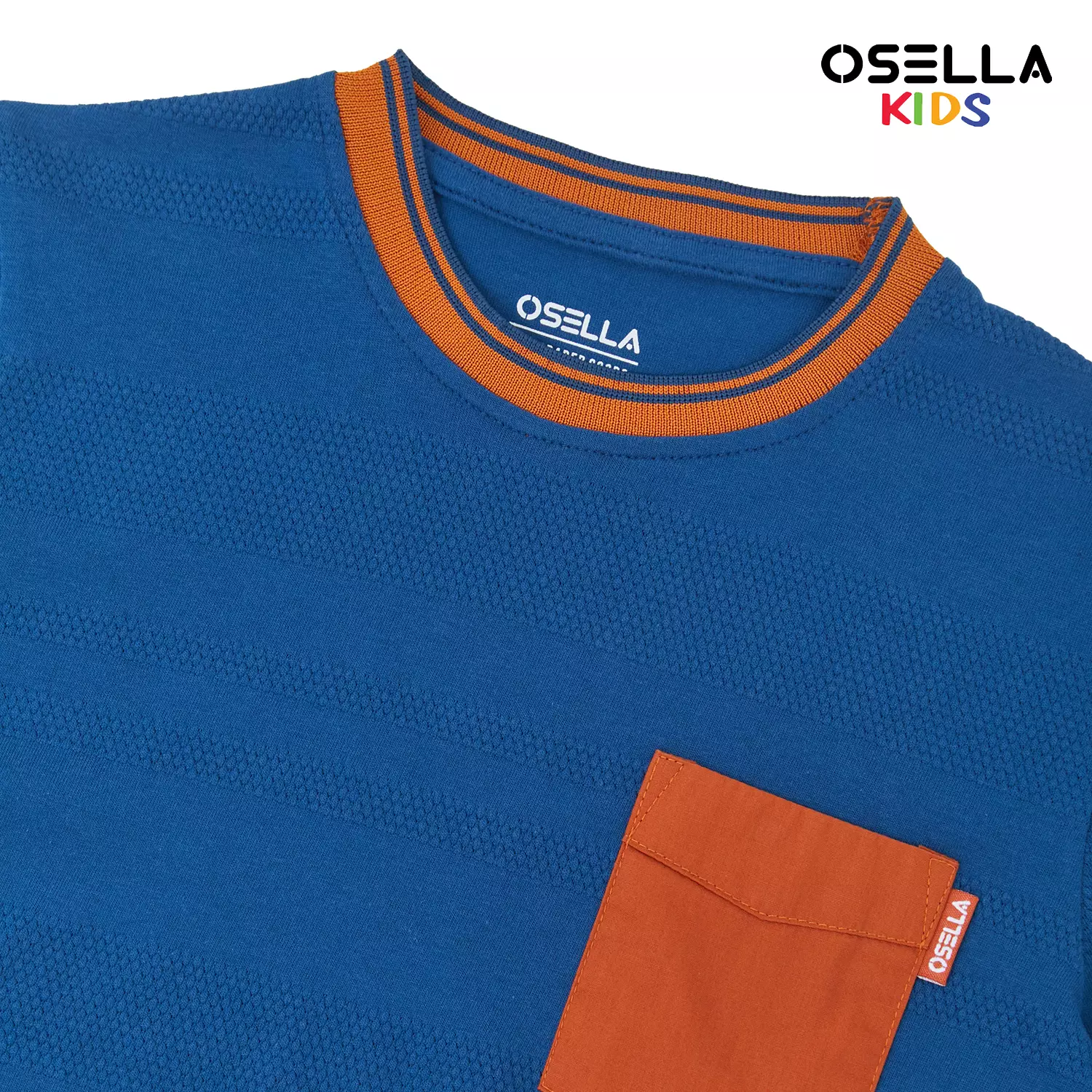 Osella Finn Short Sleeve Fancy Fabric T-Shirt With Contrast Pocket 22715003 | Blouse Atasan Kaos Pendek Anak Laki-Laki