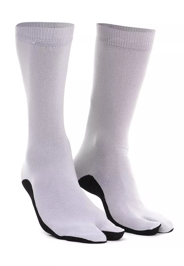 Nercyla Kaos Kaki Wanita Toe Socks Two Tone Casual Footwear Material Spandex ORIGINAL - Light Grey