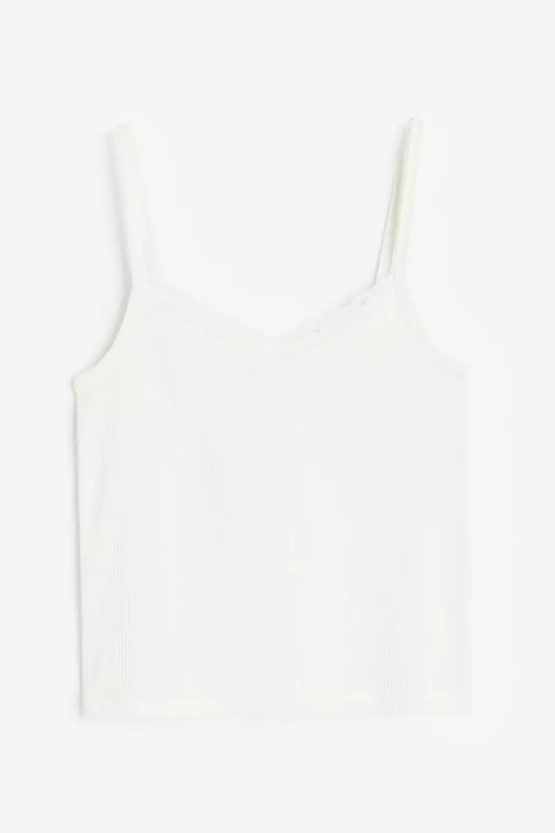 Buy H&M Lace-trimmed strappy top 2024 Online