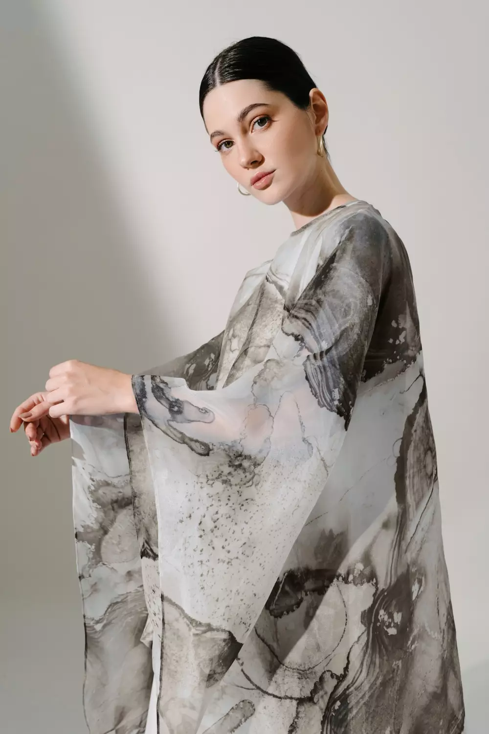 Demure Studio - AMEENA KAFTAN IN BLACK - 2 PIECE SET - ORGANZA SILK -  DRESS