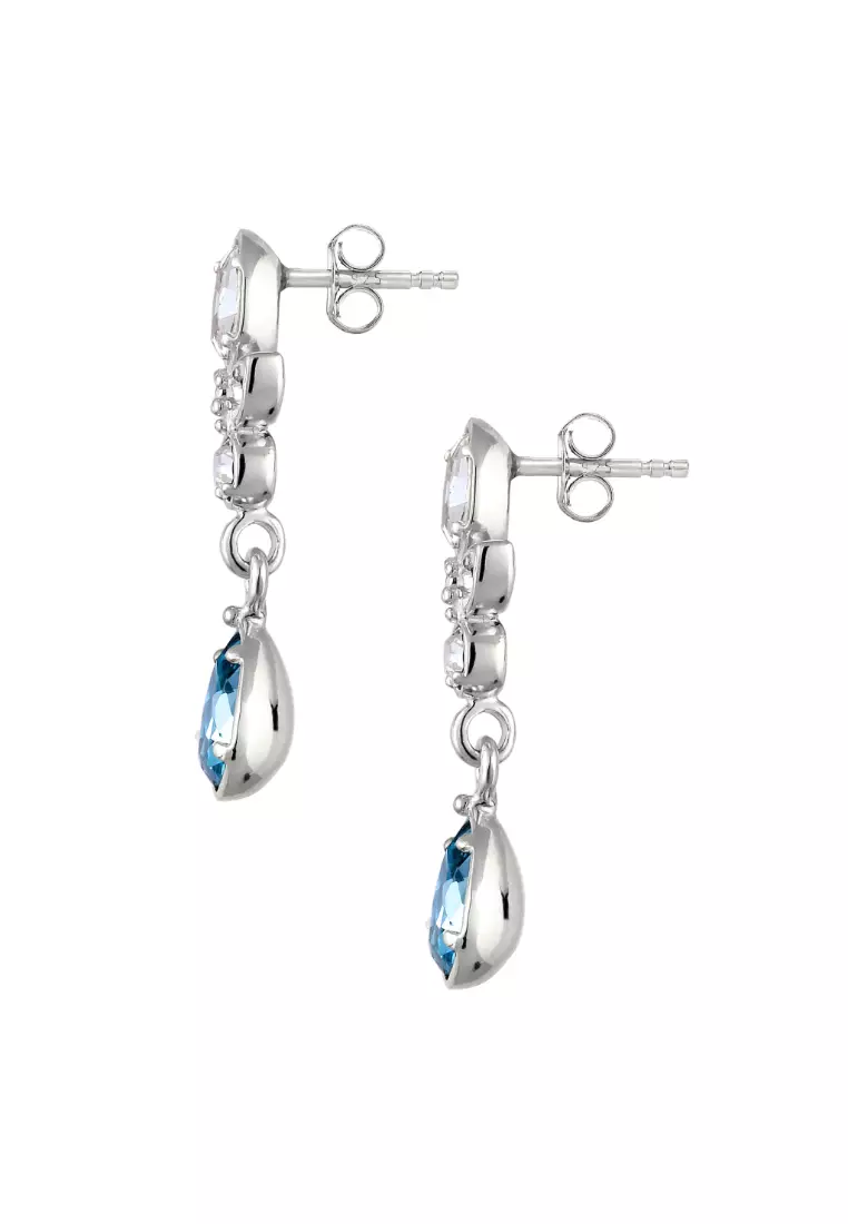 Earrings Stud Hanger Light Blue White Embellished With Crystals By Swarovski®