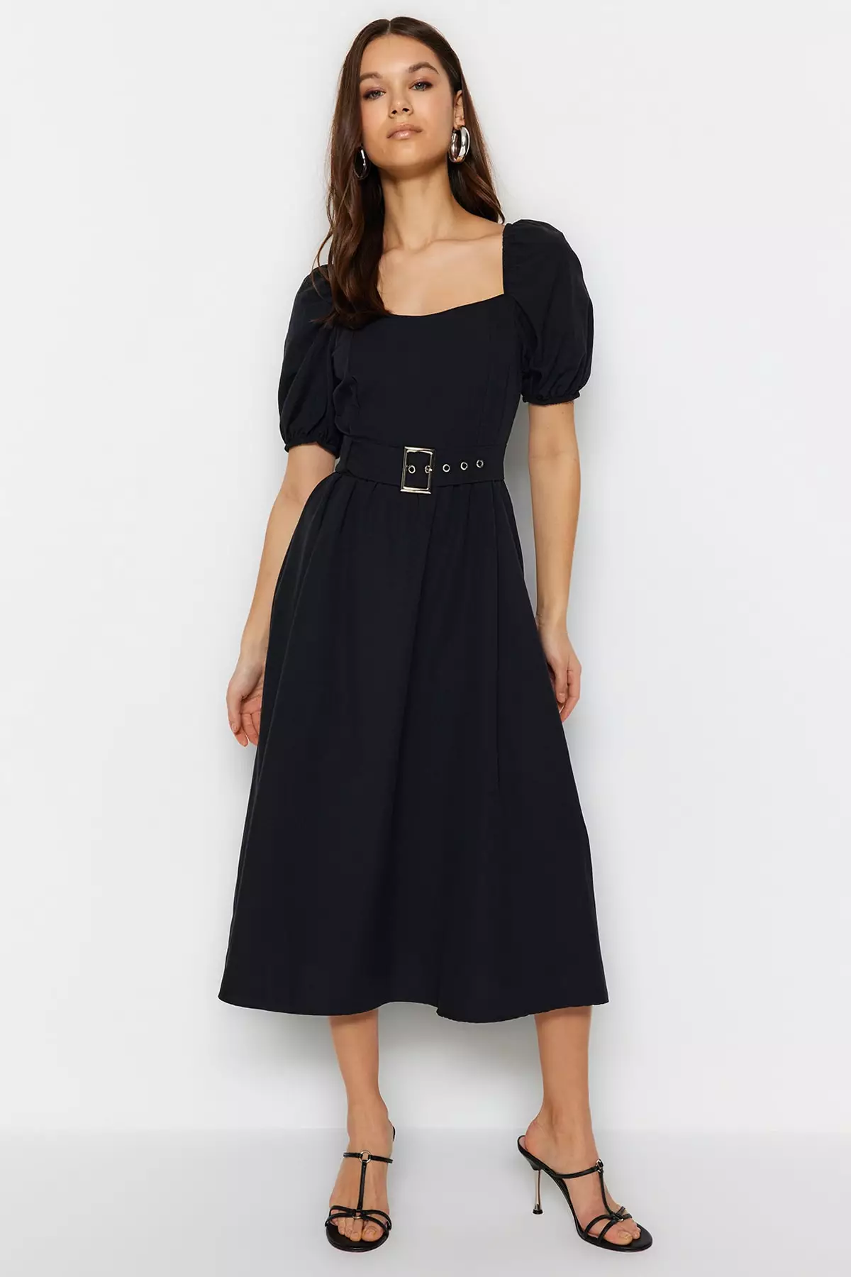 Midi Dress with Belt