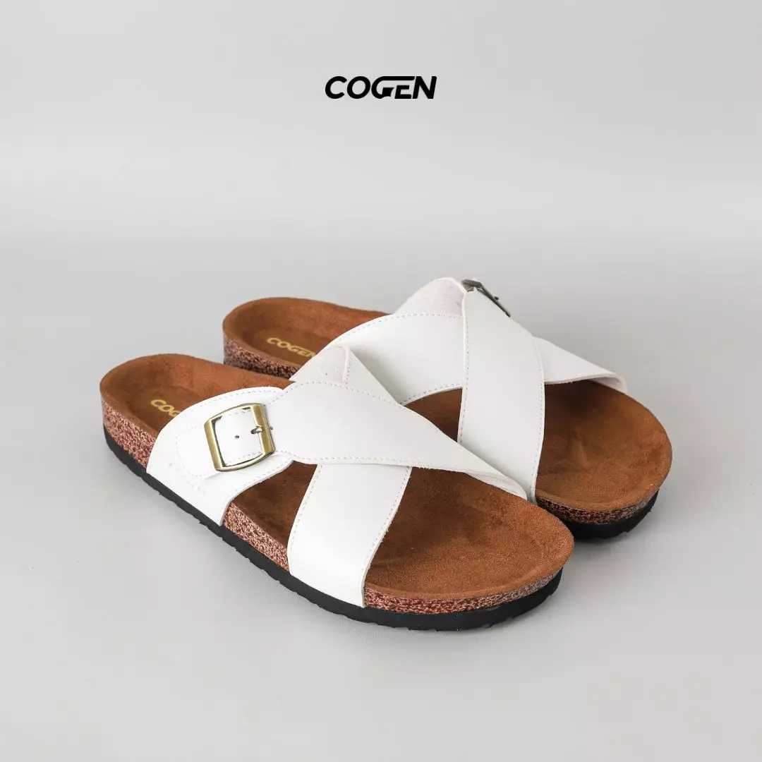 Cogen Sendal Kulit Pria Sandal Birken Vintage - Kastel White