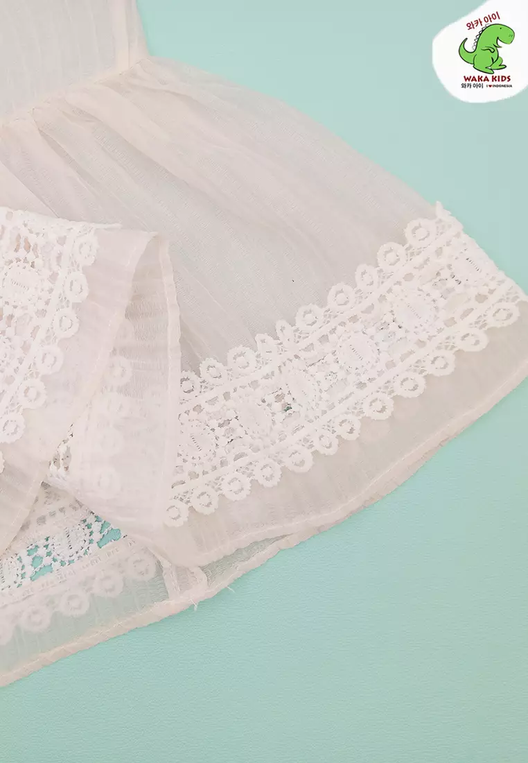 Wakakids Dress Bayi Anak Perempuan Chiffon Transparan Set dengan Tas Bentuk Bear Outer Dress 4425 Venrc