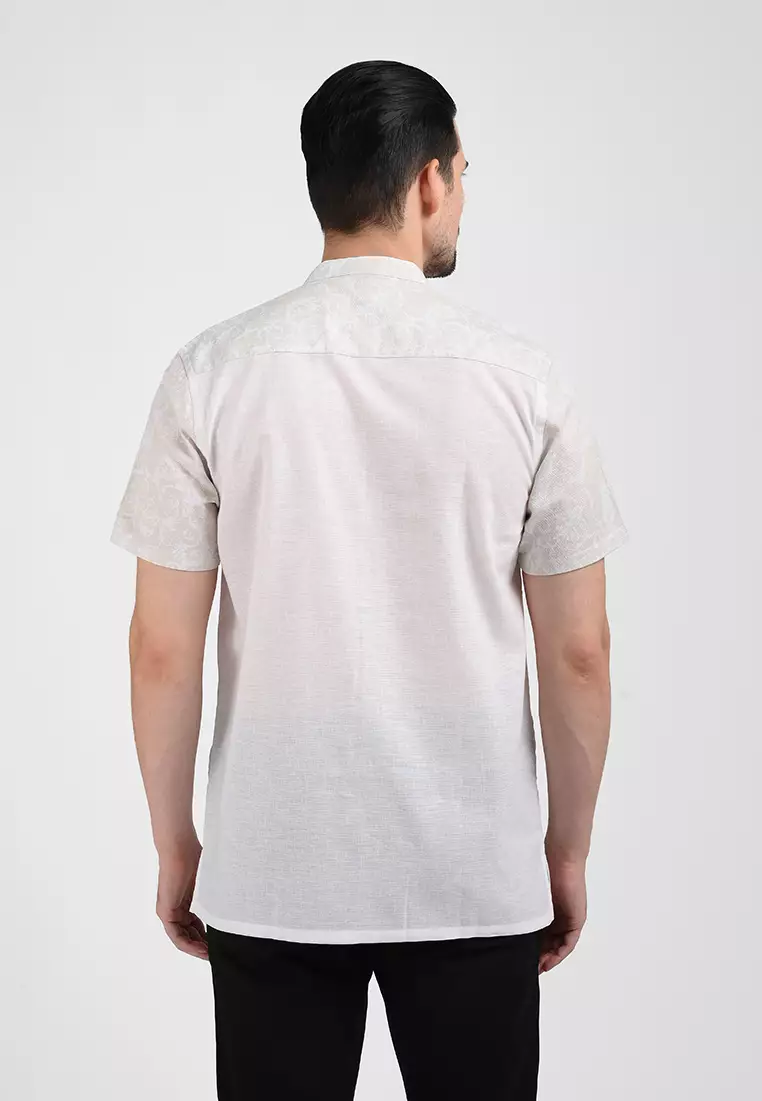 MOC Kemeja Koko Lengan Pendek Pria FOLHA-WHITE