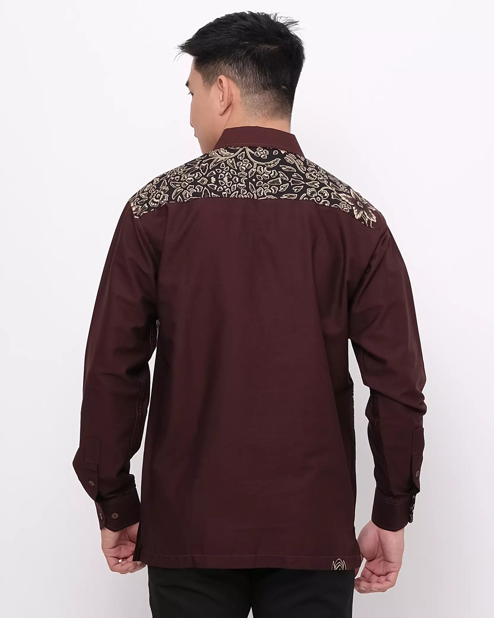 Andre Michel Kemeja Batik Lengan Panjang Maroon Motif Burung 16729