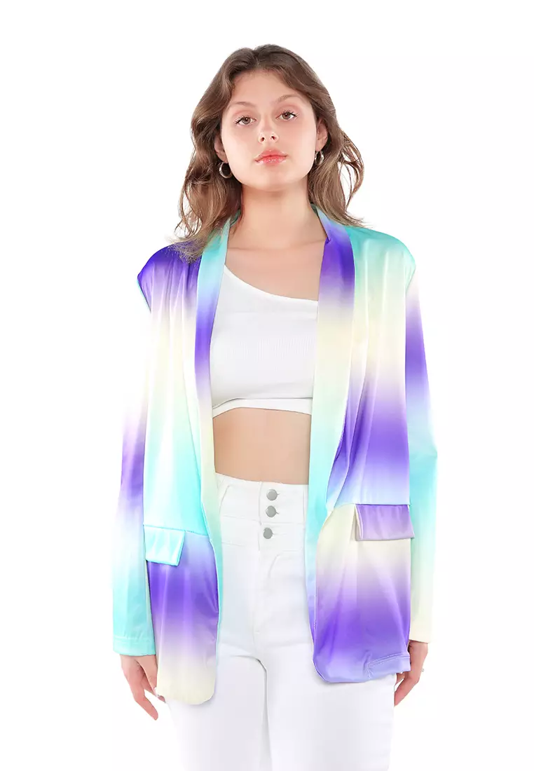 Purple Glaze Print Semi Casual Blazer