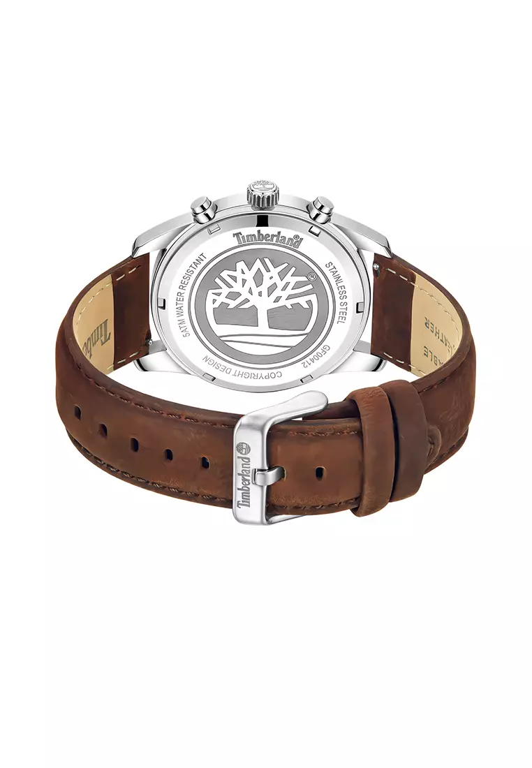 Timberland NorthBridge - Jam Tangan Analog Pria - Green Dial - Dark Brown Leather Strap - TDWGF0041206