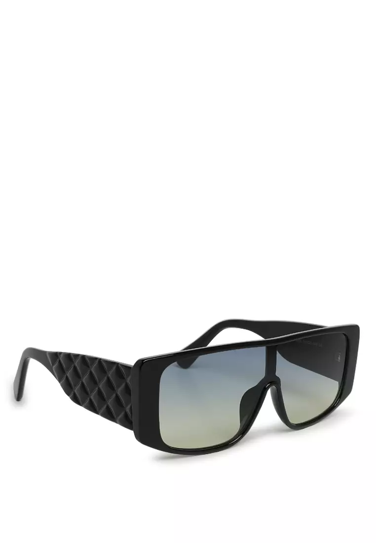 Cushion Textured Oversized Sunglasses in Black