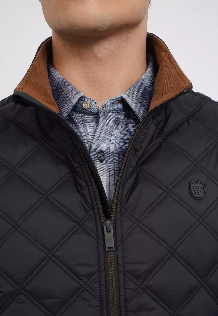 Puffer Vest with Corduroy Collar