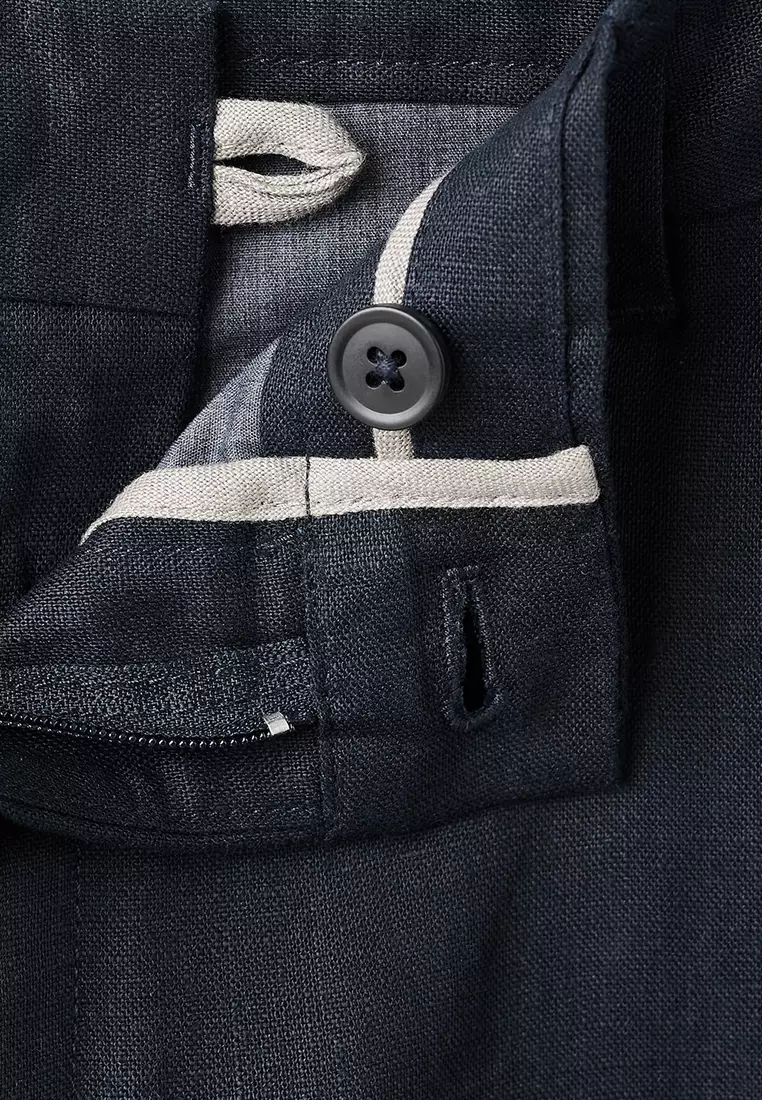 Slim-Fit 100% Linen Trousers