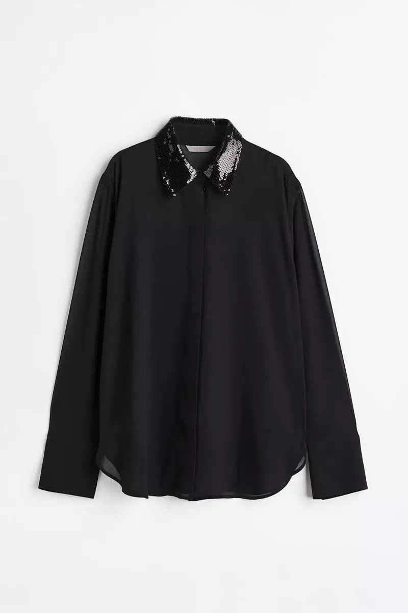 Buy H&M Sequin-collared shirt Online | ZALORA Malaysia