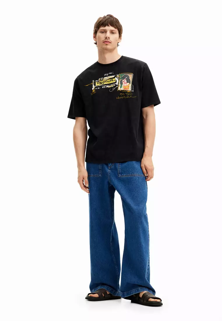 Desigual Man Short-sleeved T-shirt with Japanese-style illustration.