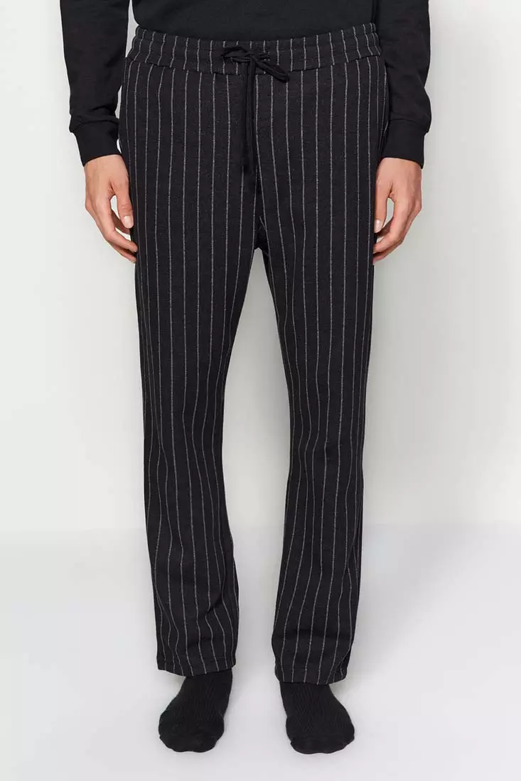 Mens black and discount white pinstripe trousers