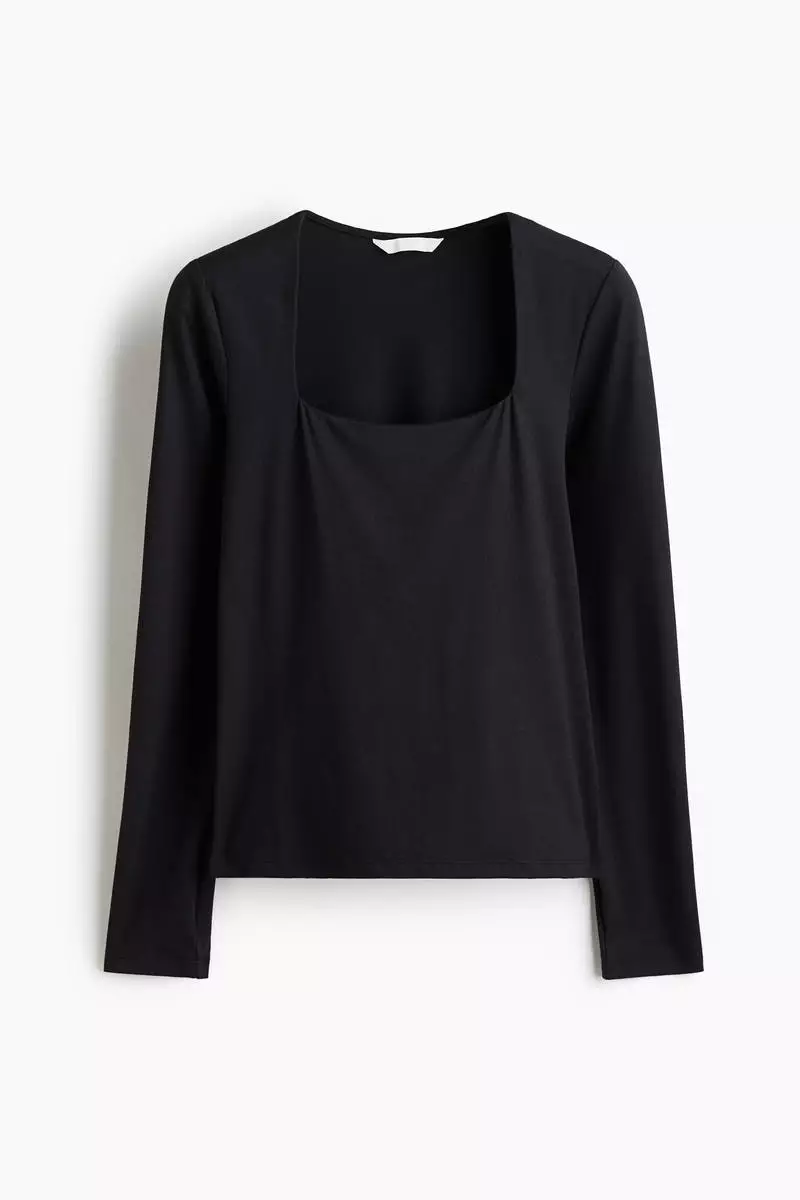 Long-sleeved jersey top