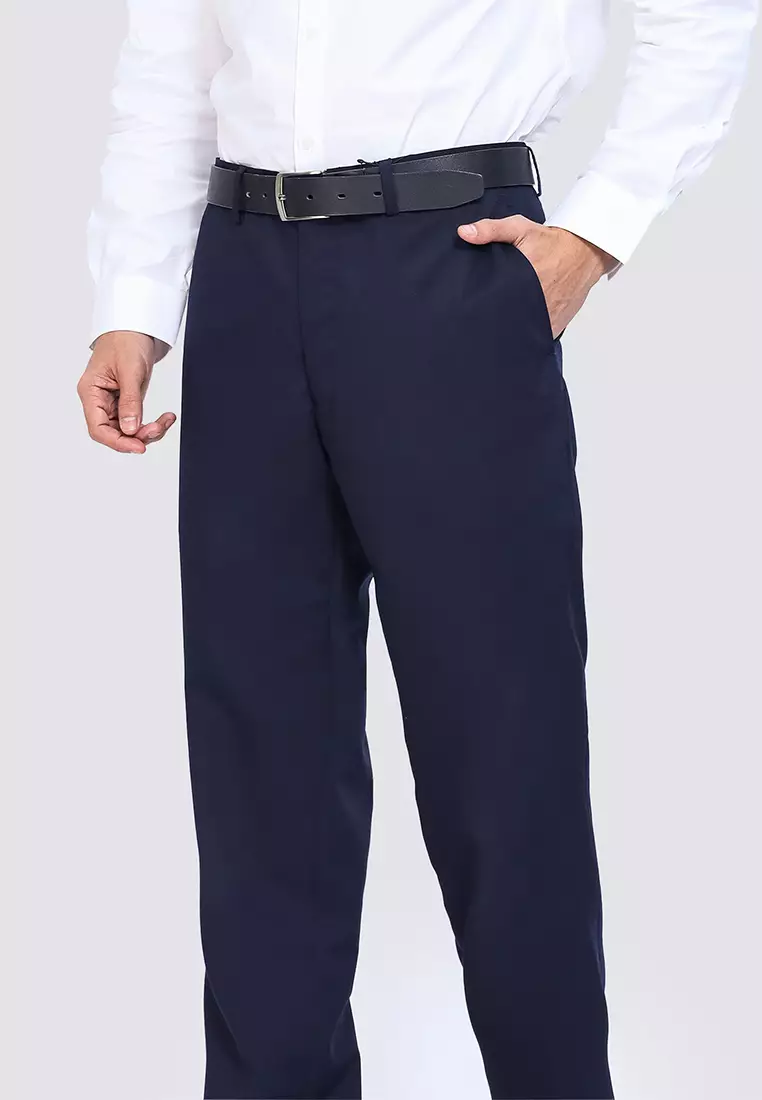 Solid Slim Fit Stretch Trousers