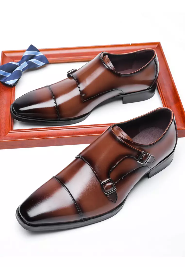 Leather Monk Strap Shoes MK5009-2