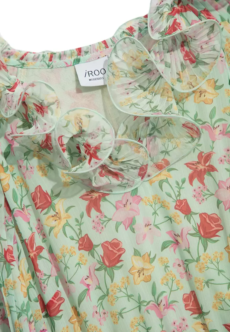 Bold Floral Print Chiffon Maxi Dress