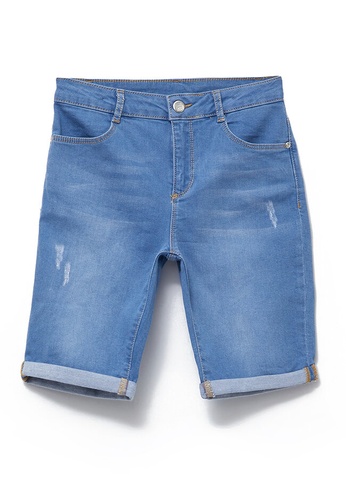 LC WAIKIKI blue Basic Cotton Girl Jean Shorts AC4C7KA4DD2380GS_1