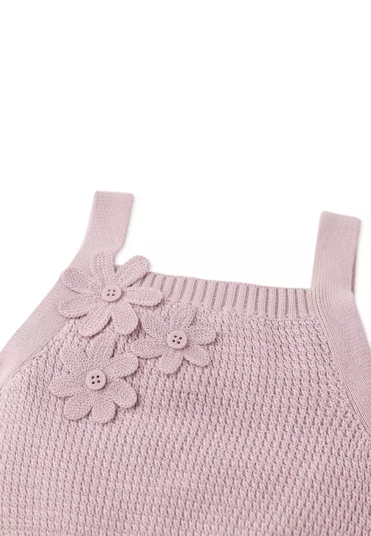 Baby Nicole Knitted Tank Top With Crochet Flower Applique