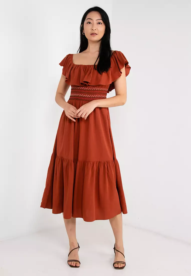 Ruffle Detail Smocked Dress