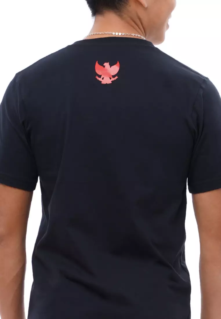 Tiento Tshirt Baju Kaos Kasual Olahraga Hitam Flag Stripe Black