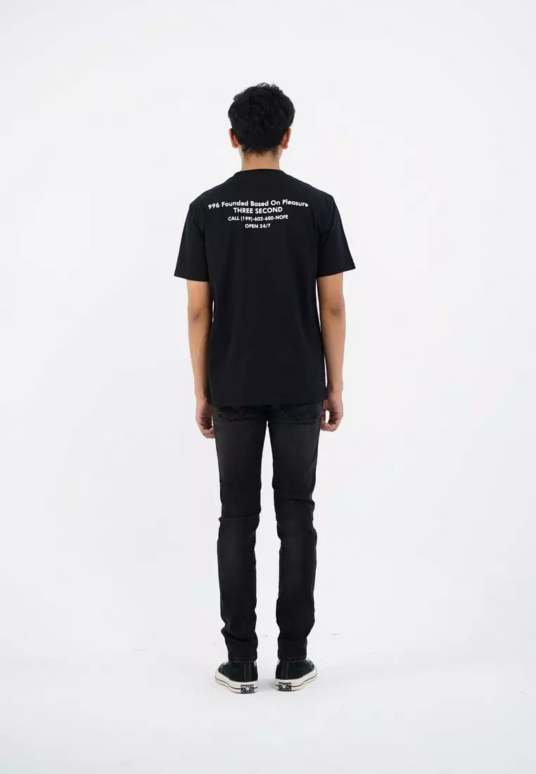 3Second Men's T-Shirt Short Sleeve Regular Fit Cotton Logo Script Phiar OL-C030425